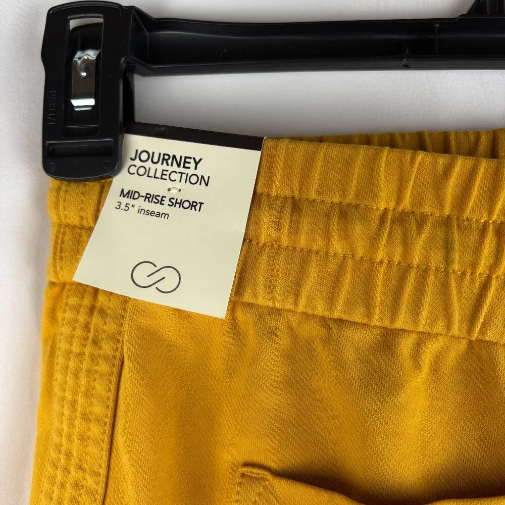 XS Yellow Cotton Short Mid Rise 3.5 Inseam Soft Tie Moisture Wicking Trapunto - Picture 8 of 11